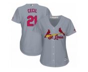 Women's Majestic St. Louis Cardinals #21 Brett Cecil Replica Grey Road Cool Base MLB Jersey