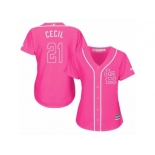 Women's Majestic St. Louis Cardinals #21 Brett Cecil Replica Pink Fashion Cool Base MLB Jersey