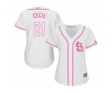 Women's Majestic St. Louis Cardinals #21 Brett Cecil Replica White Fashion Cool Base MLB Jersey