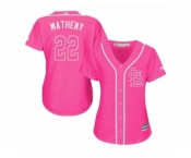 Women's Majestic St. Louis Cardinals #22 Mike Matheny Replica Pink Fashion Cool Base MLB Jersey