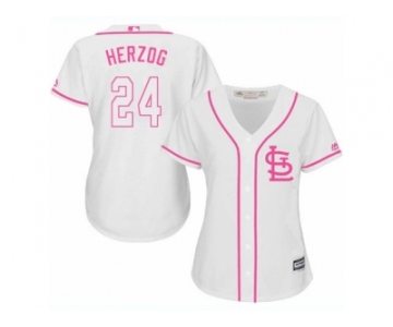 Women's Majestic St. Louis Cardinals #24 Whitey Herzog Replica White Fashion Cool Base MLB Jersey