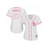 Women's Majestic St. Louis Cardinals #27 Jhonny Peralta Replica White Fashion Cool Base MLB Jersey