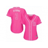 Women's Majestic St. Louis Cardinals #3 Jedd Gyorko Replica Pink Fashion Cool Base MLB Jersey