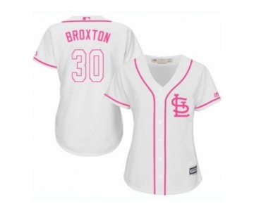 Women's Majestic St. Louis Cardinals #30 Jonathan Broxton Replica White Fashion Cool Base MLB Jersey