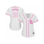 Women's Majestic St. Louis Cardinals #30 Orlando Cepeda Replica White Fashion Cool Base MLB Jersey