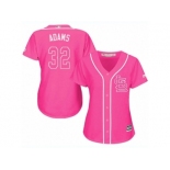 Women's Majestic St. Louis Cardinals #32 Matt Adams Authentic Pink Fashion Cool Base MLB Jersey