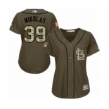 Women's Majestic St. Louis Cardinals #39 Miles Mikolas Authentic Green Salute to Service MLB Jersey