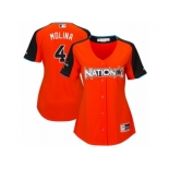 Women's Majestic St. Louis Cardinals #4 Yadier Molina Authentic Orange National League 2017 MLB All-Star MLB Jersey