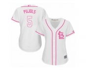 Women's Majestic St. Louis Cardinals #5 Albert Pujols Replica White Fashion Cool Base MLB Jersey