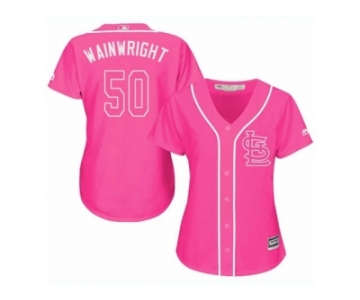 Women's Majestic St. Louis Cardinals #50 Adam Wainwright Replica Pink Fashion Cool Base MLB Jersey