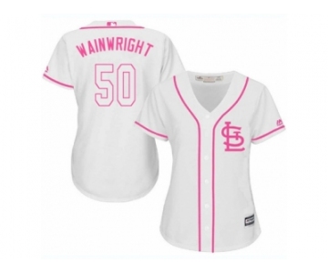 Women's Majestic St. Louis Cardinals #50 Adam Wainwright Replica White Fashion Cool Base MLB Jersey