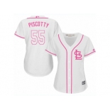 Women's Majestic St. Louis Cardinals #55 Stephen Piscotty Replica White Fashion Cool Base MLB Jersey