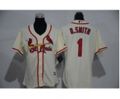 Women's St. Louis Cardinals #1 Ozzie Smith Majestic Cream Cool Base Player Jersey