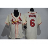 Women's St. Louis Cardinals #6 Stan Musial Majestic Cream Cool Base Player Jersey