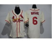 Women's St. Louis Cardinals #6 Stan Musial Majestic Cream Cool Base Player Jersey