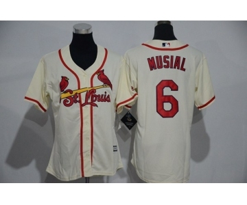 Women's St. Louis Cardinals #6 Stan Musial Majestic Cream Cool Base Player Jersey