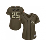 Women's St.Louis Cardinals #25 Dexter Fowler Green Salute to Service Stitched MLB Jersey