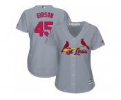 Women's St.Louis Cardinals #45 Bob Gibson Grey Road Stitched MLB Jersey