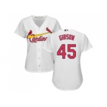 Women's St.Louis Cardinals #45 Bob Gibson White Home Stitched MLB Jersey