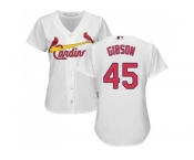 Women's St.Louis Cardinals #45 Bob Gibson White Home Stitched MLB Jersey