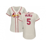 Women's St.Louis Cardinals #5 Albert Pujols Cream Alternate Stitched MLB Jersey