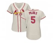 Women's St.Louis Cardinals #5 Albert Pujols Cream Alternate Stitched MLB Jersey