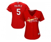 Women's St.Louis Cardinals #5 Albert Pujols Red Alternate Stitched MLB Jersey