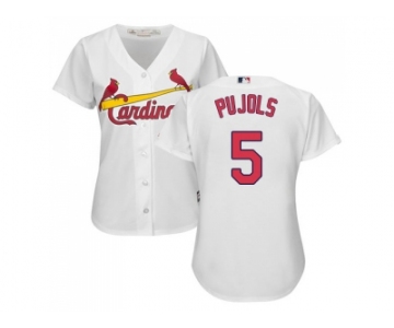 Women's St.Louis Cardinals #5 Albert Pujols White Fashion Stitched MLB Jersey