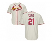 Youth Majestic St. Louis Cardinals #21 Brett Cecil Authentic Cream Alternate Cool Base MLB Jersey