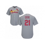 Youth Majestic St. Louis Cardinals #21 Brett Cecil Replica Grey Road Cool Base MLB Jersey