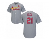 Youth Majestic St. Louis Cardinals #21 Brett Cecil Replica Grey Road Cool Base MLB Jersey