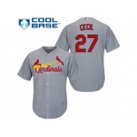 Youth Majestic St. Louis Cardinals #27 Brett Cecil Replica Grey Road Cool Base MLB Jersey