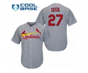 Youth Majestic St. Louis Cardinals #27 Brett Cecil Replica Grey Road Cool Base MLB Jersey