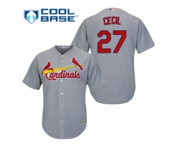 Youth Majestic St. Louis Cardinals #27 Brett Cecil Replica Grey Road Cool Base MLB Jersey