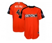 Youth Majestic St. Louis Cardinals #4 Yadier Molina Replica Orange National League 2017 MLB All-Star MLB Jersey