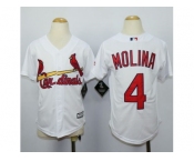 Youth St. Louis Cardinals #4 Yadier Molina White jerseys