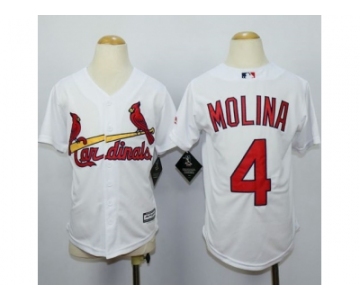 Youth St. Louis Cardinals #4 Yadier Molina White jerseys