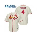 Youth St.Louis Cardinals #4 Yadier Molina Cream Cool Base Stitched MLB Jersey