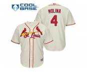 Youth St.Louis Cardinals #4 Yadier Molina Cream Cool Base Stitched MLB Jersey