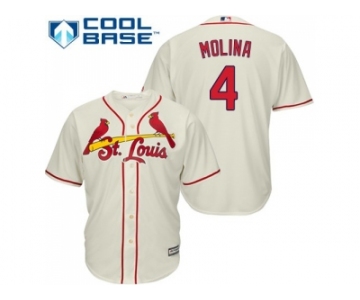 Youth St.Louis Cardinals #4 Yadier Molina Cream Cool Base Stitched MLB Jersey