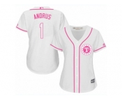 Women's Majestic Texas Rangers #1 Elvis Andrus Replica White Fashion Cool Base MLB Jersey