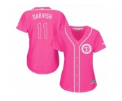 Women's Majestic Texas Rangers #11 Yu Darvish Replica Pink Fashion Cool Base MLB Jersey