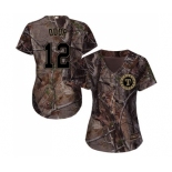 Women's Majestic Texas Rangers #12 Rougned Odor Authentic Camo Realtree Collection Flex Base MLB Jersey