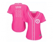 Women's Majestic Texas Rangers #12 Rougned Odor Replica Pink Fashion Cool Base MLB Jersey