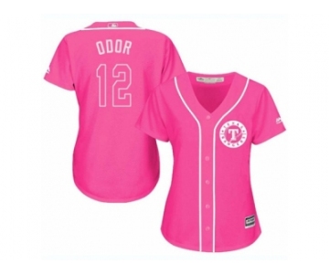 Women's Majestic Texas Rangers #12 Rougned Odor Replica Pink Fashion Cool Base MLB Jersey