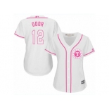 Women's Majestic Texas Rangers #12 Rougned Odor Replica White Fashion Cool Base MLB Jersey