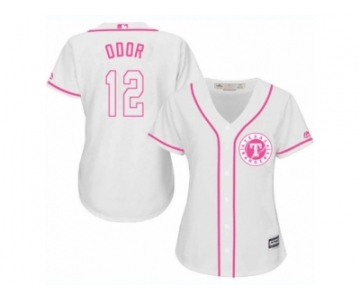 Women's Majestic Texas Rangers #12 Rougned Odor Replica White Fashion Cool Base MLB Jersey