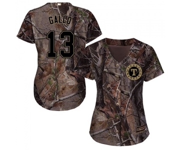 Women's Majestic Texas Rangers #13 Joey Gallo Authentic Camo Realtree Collection Flex Base MLB Jersey