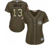 Women's Majestic Texas Rangers #13 Joey Gallo Authentic Green Salute to Service MLB Jersey