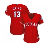 Women's Majestic Texas Rangers #13 Joey Gallo Authentic Red Alternate Cool Base MLB Jersey